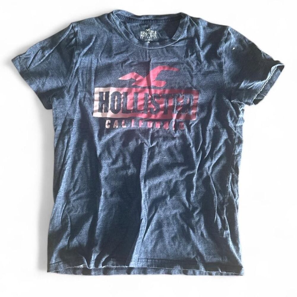 Hollister-co Men's navy blue T-shirt
